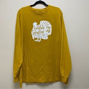 Thanksgiving Heat Transfer Long Sleeve Crew Neck Tee 2XLT